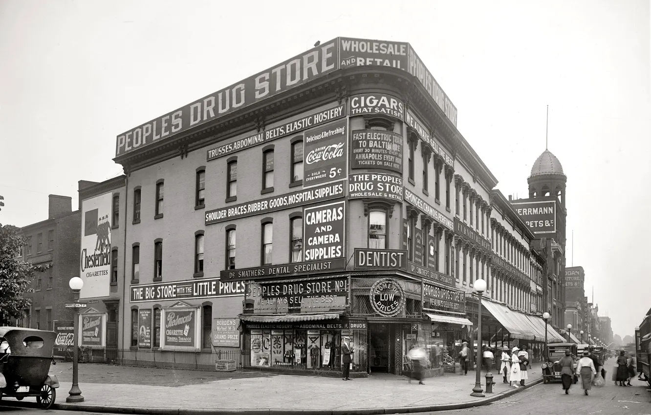 Photo wallpaper retro, street, home, New York, USA, 1921