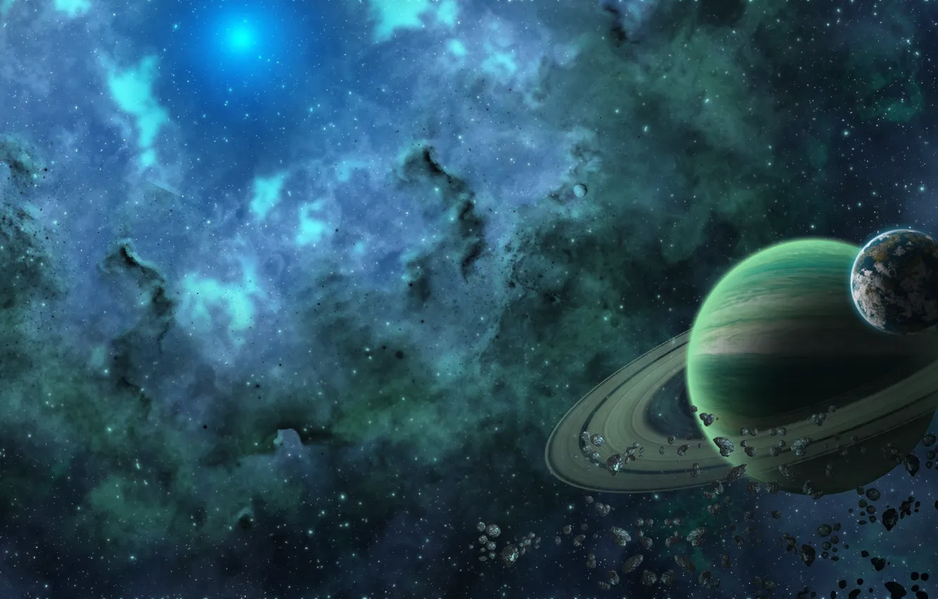 Photo wallpaper space, planet, ring