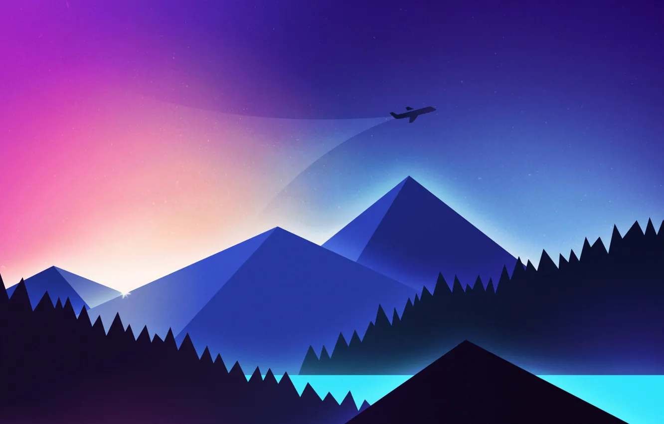 Photo wallpaper sea, mountains, the plane, journey