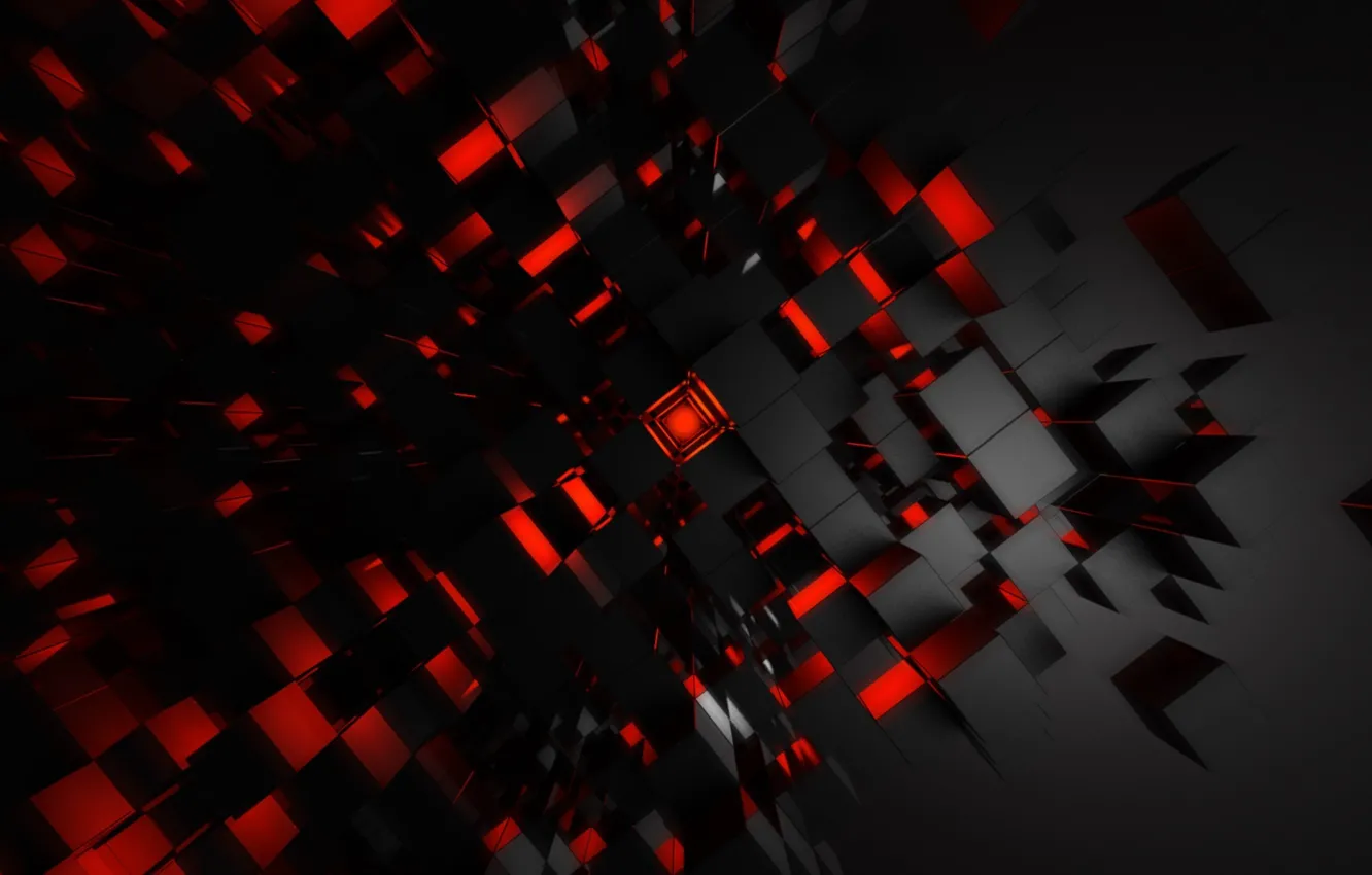 Photo wallpaper red, art, digital art, cubic, red art, Endless