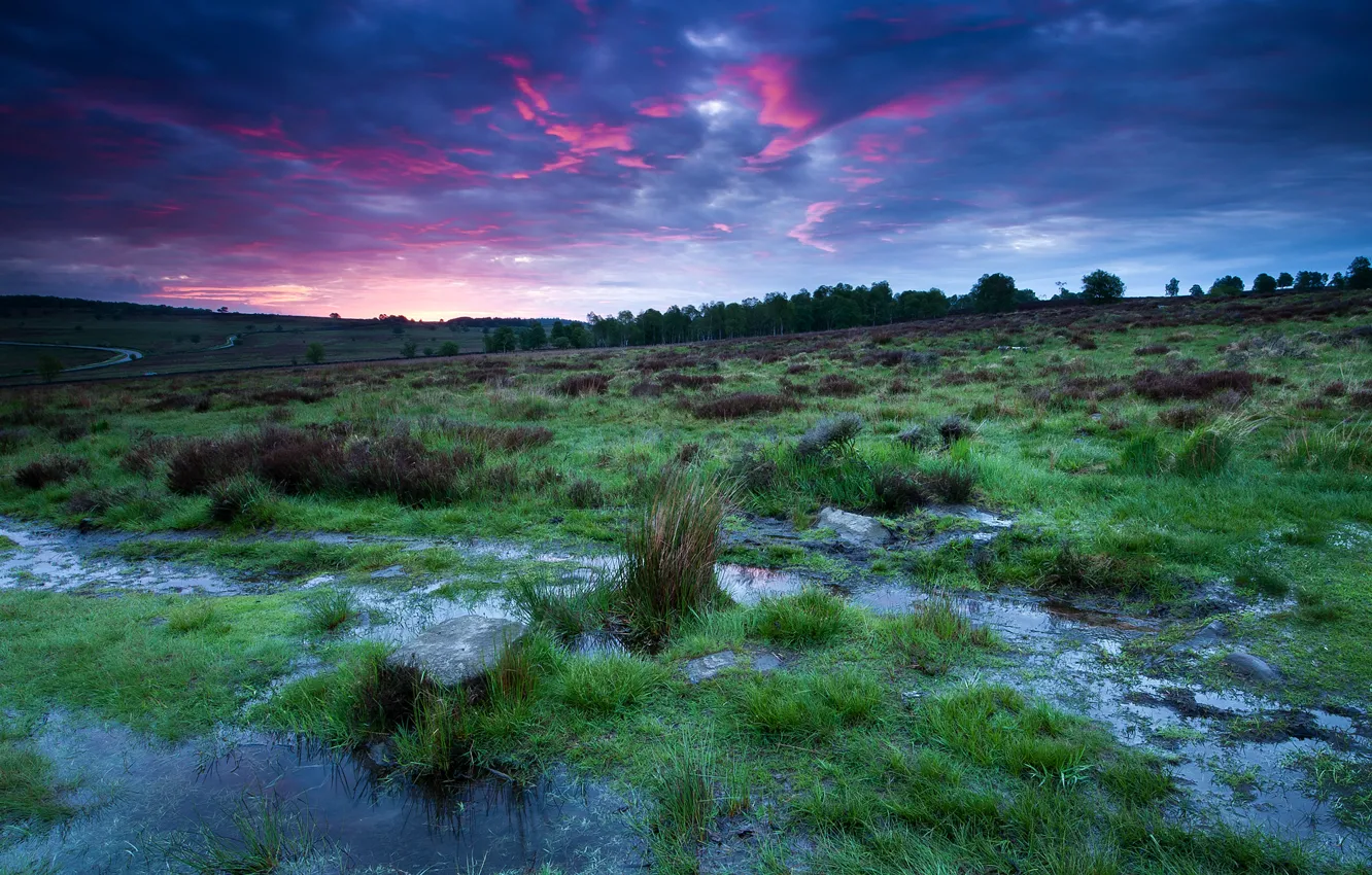 Photo wallpaper the sky, sunset, clouds, nature, England, the evening, UK, national Park