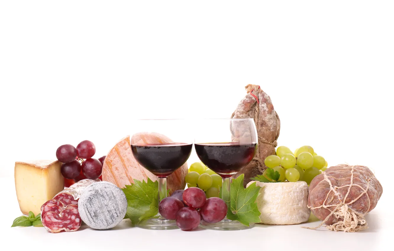 Photo wallpaper wine, red, cheese, grapes, glasses of wine
