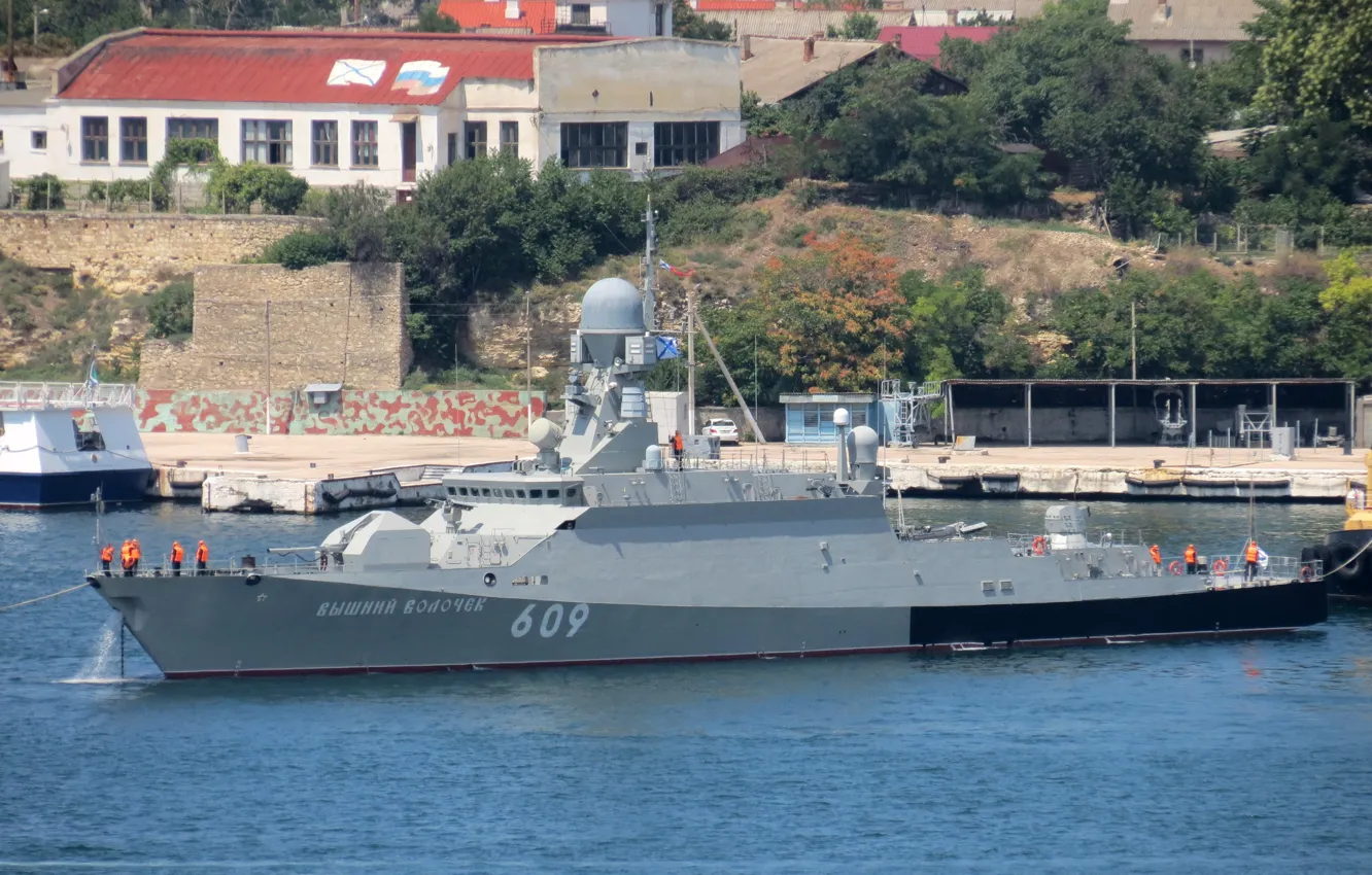 Photo wallpaper ship, Corvette, rocket, Vyshniy volochëk