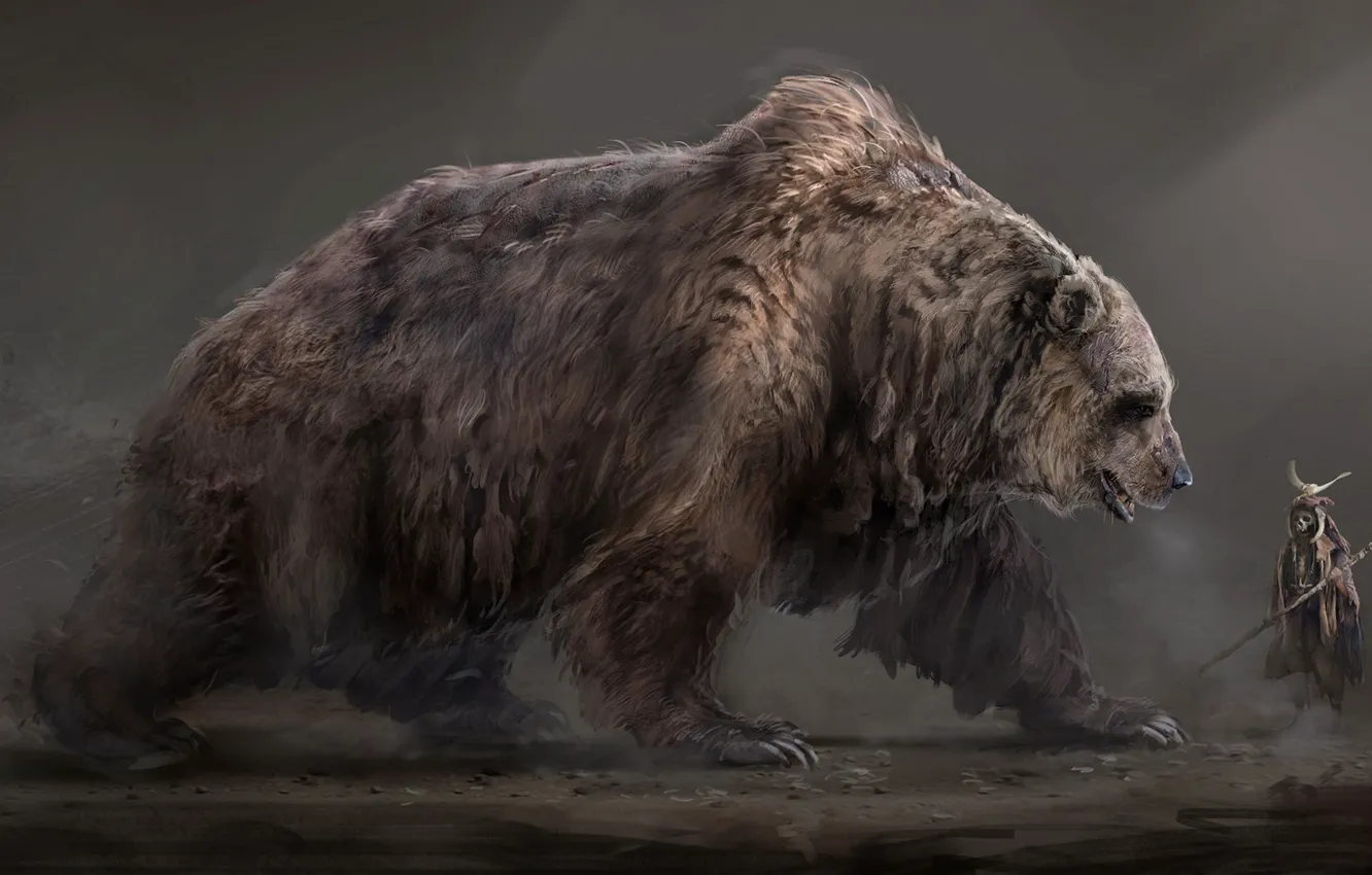 Photo wallpaper spirit, bear, art, fantasy, shaman