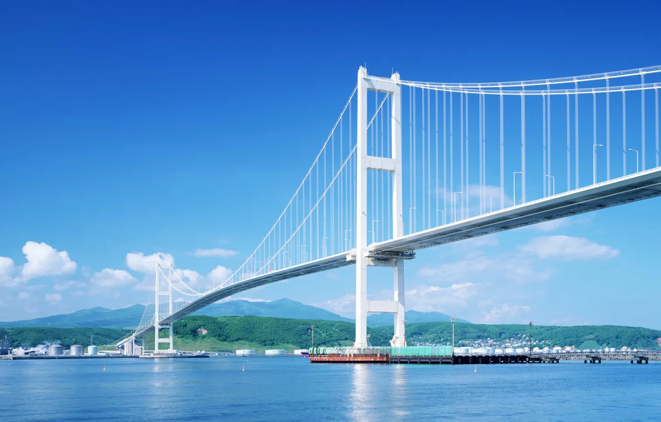 Photo wallpaper city, bridge, building