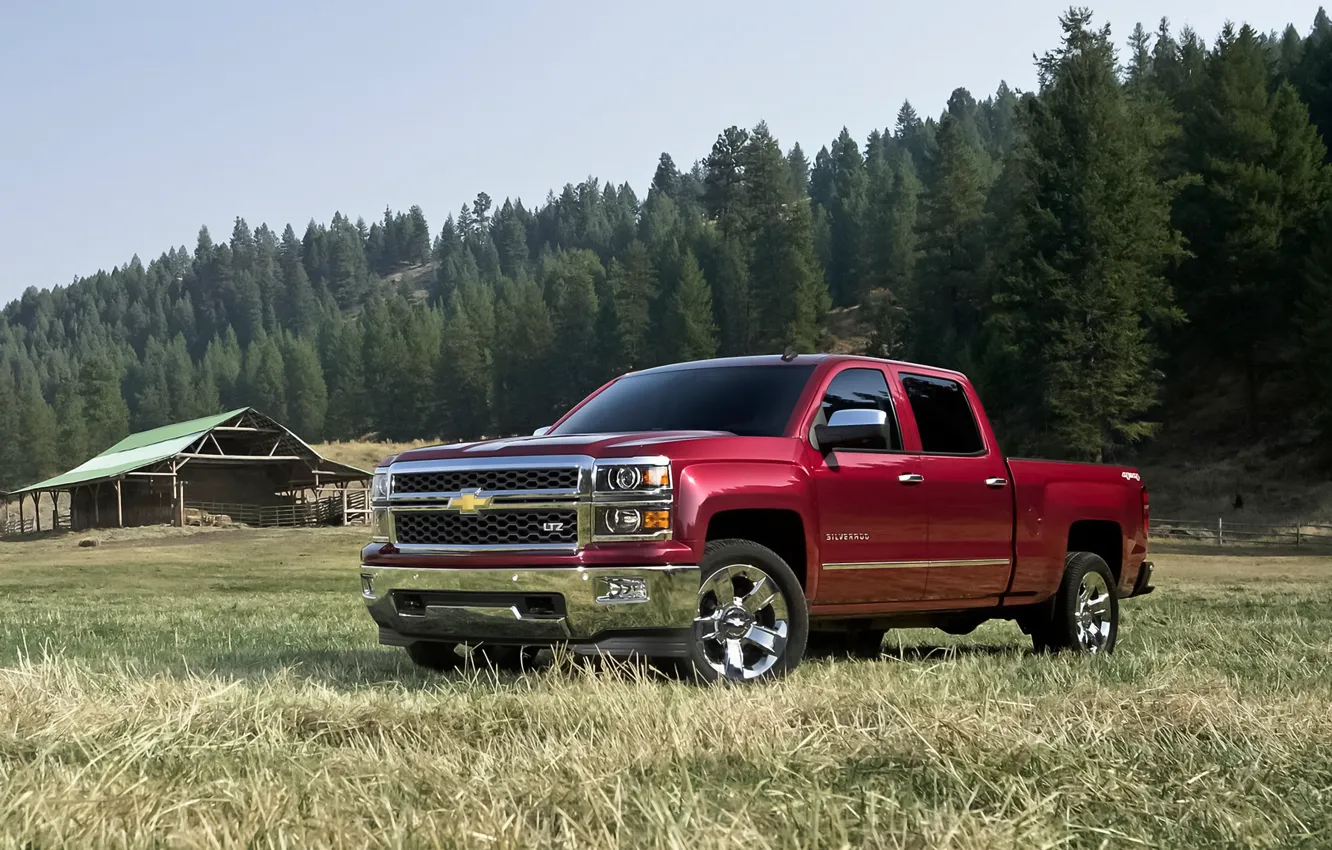 Photo wallpaper red, truck, pickup, 1500, bed, chevy, large, 2014