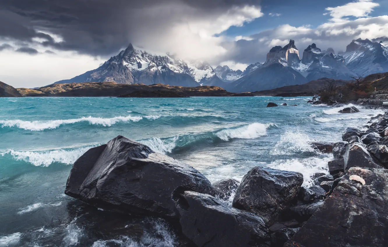 Photo wallpaper sea, mountains, nature, mountain, rocks