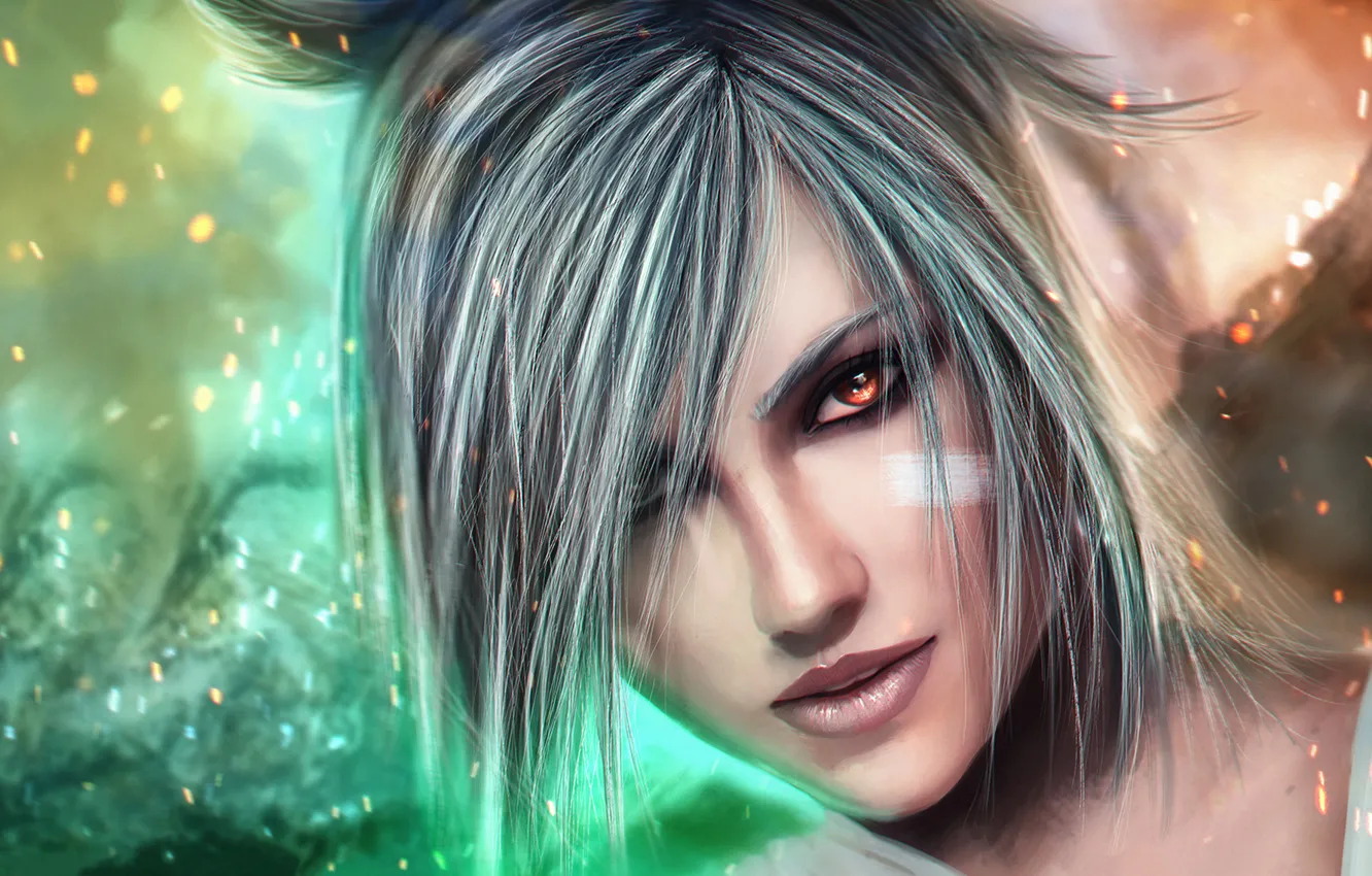 Photo wallpaper eyes, look, girl, face, beauty, League of Legends, riven, Riot Games