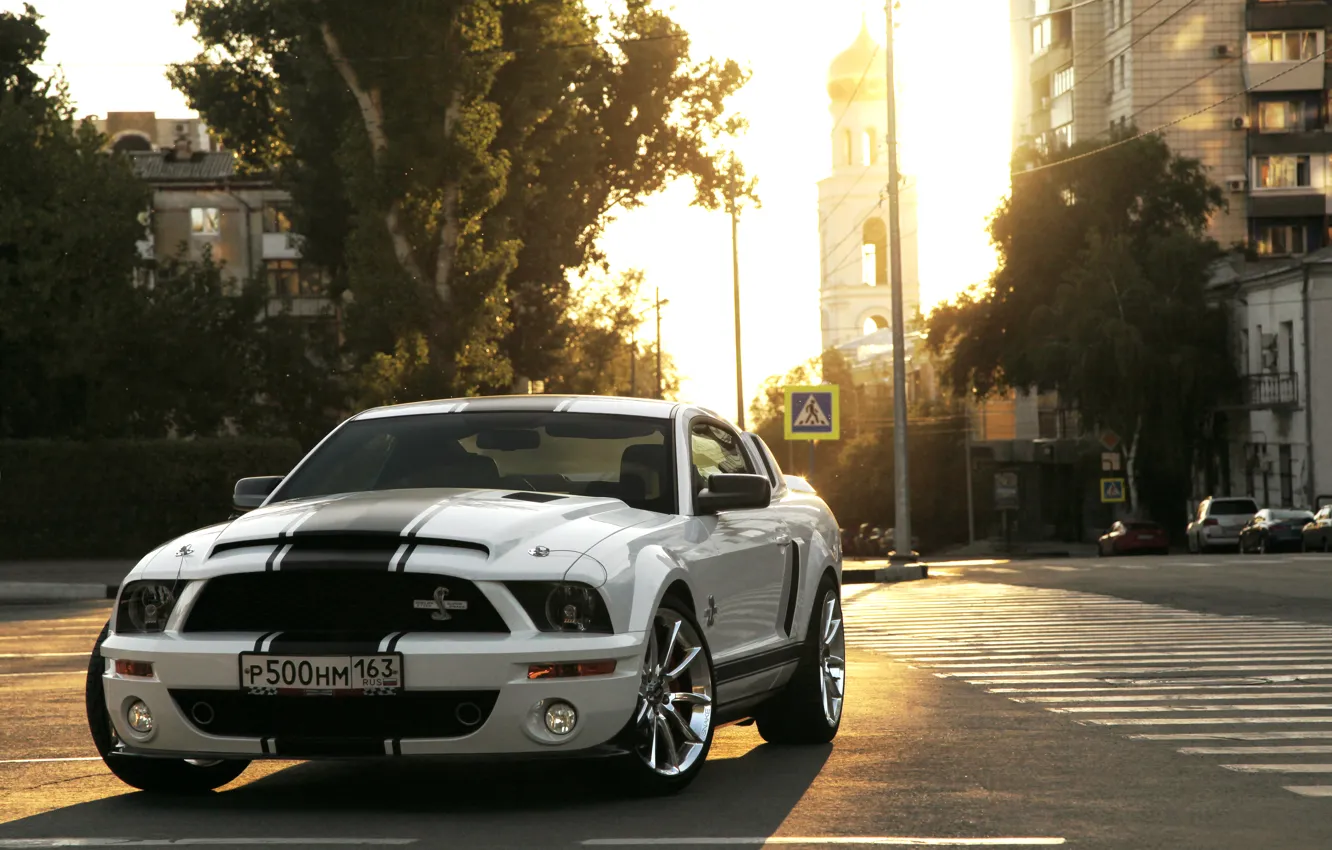 Photo wallpaper Mustang, road, Samara