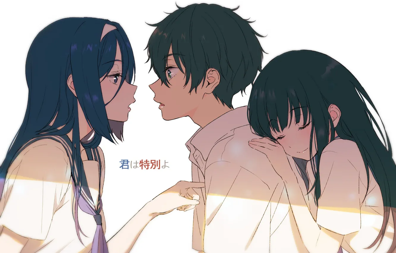 Photo wallpaper girl, surprise, guy