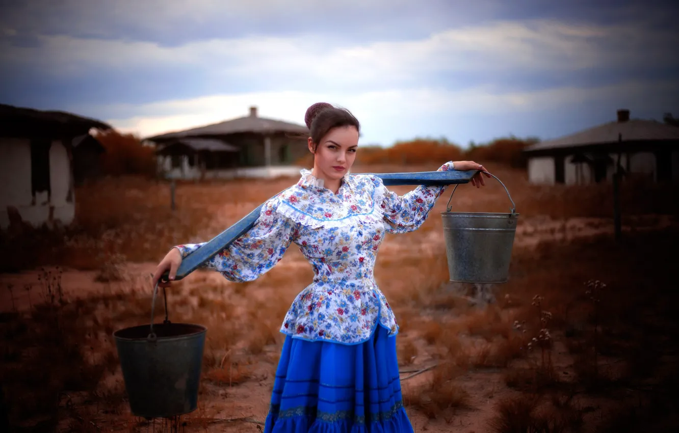 Photo wallpaper girl, bucket, rocker, based on the movie, Quiet Flows The Don