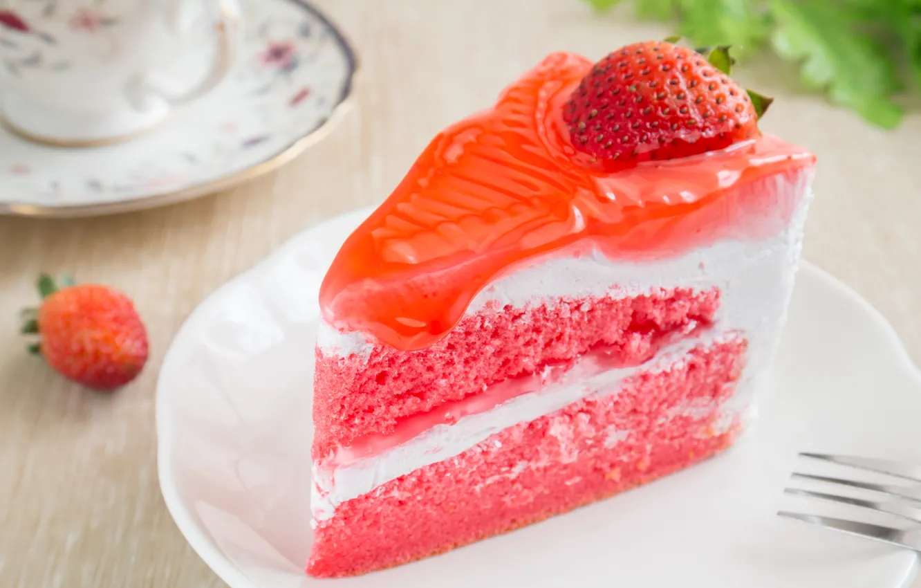 Photo wallpaper strawberry, cake, cake, jelly
