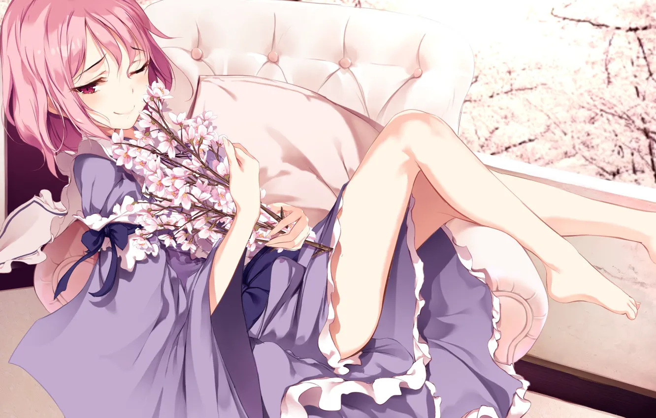 Photo wallpaper spring, Sakura, Touhou, Sakura, Yuyuko Saigyouji, Touhou, Touhou