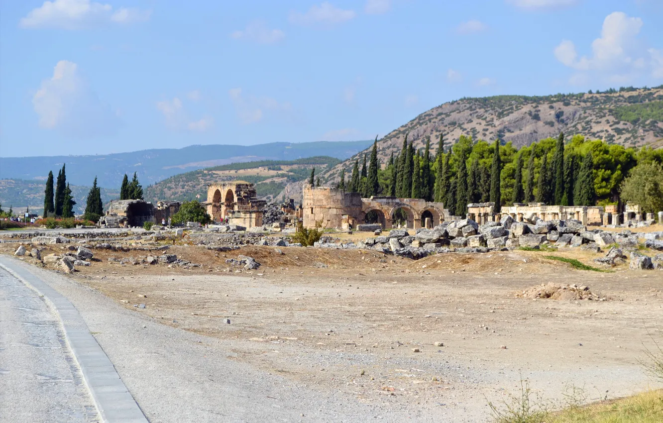 Photo wallpaper the ruins, Turkey, Ph. D.M., Hierapolis, Pamukkale