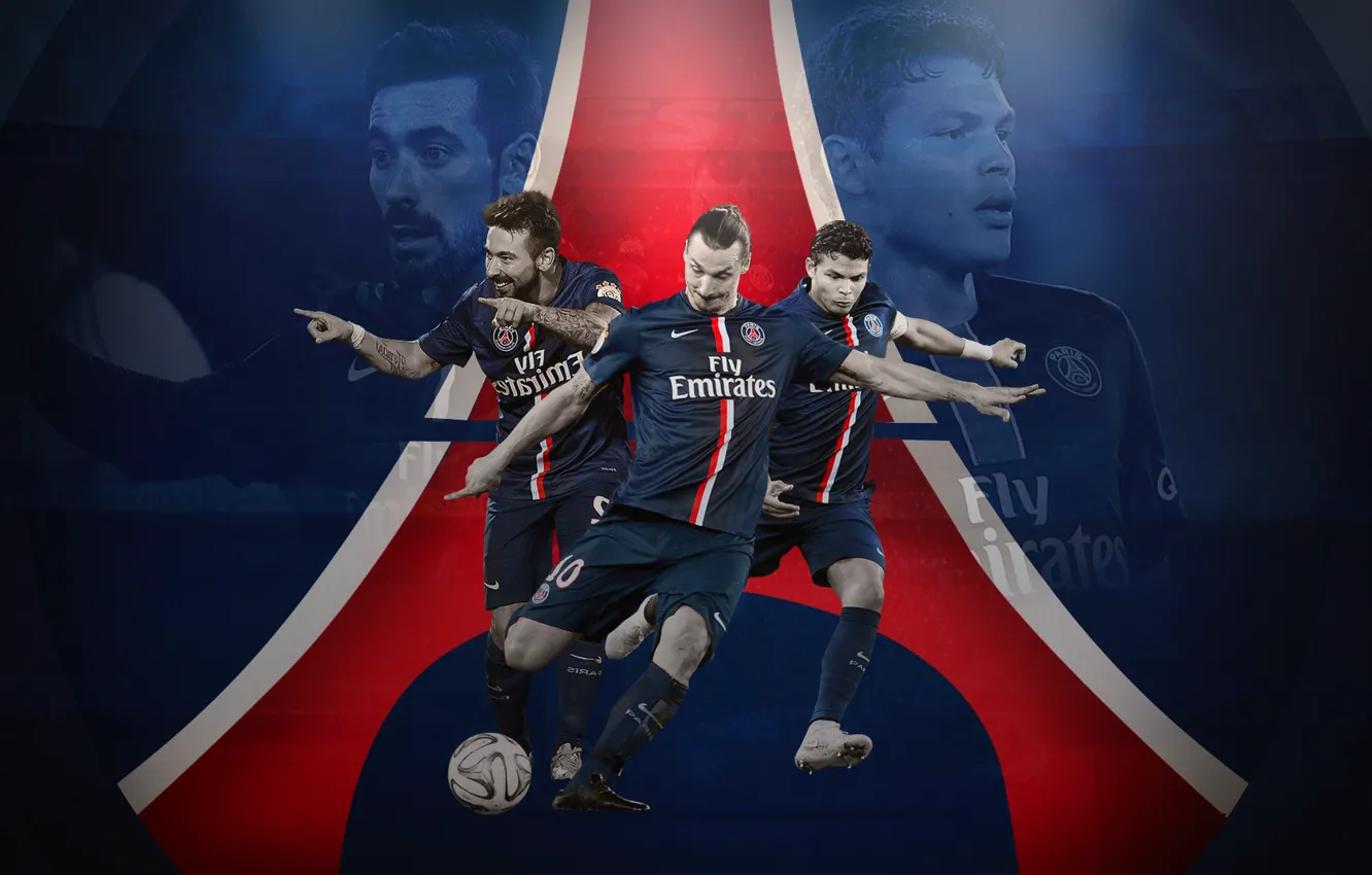 Photo wallpaper wallpaper, sport, logo, football, Paris Saint-Germain, players