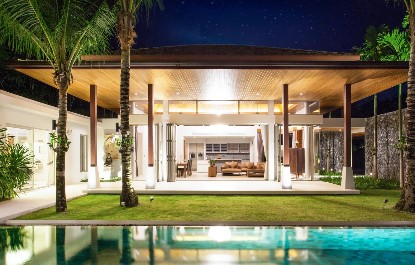 Photo wallpaper green, design, beautiful, background, hotel, home, bed, floor