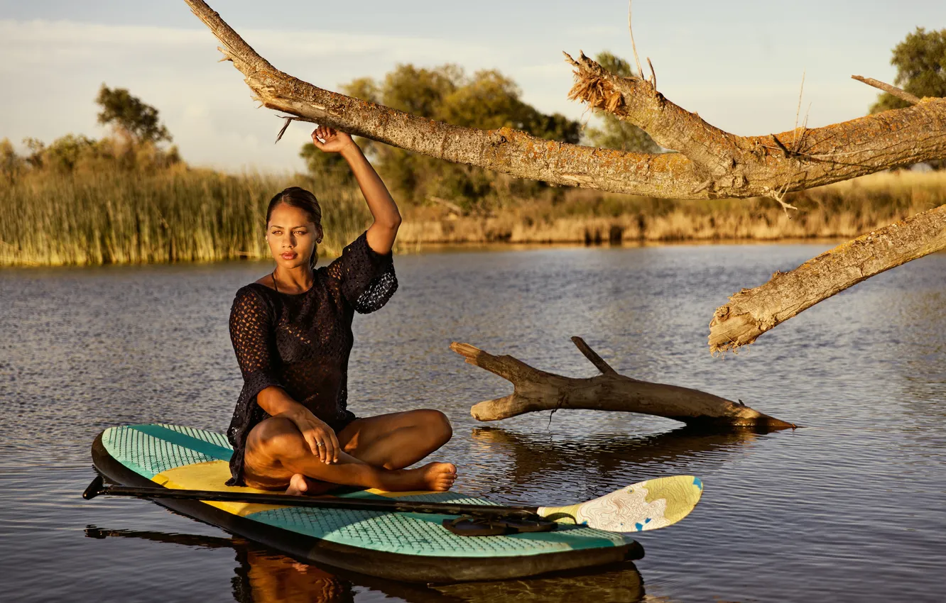 Photo wallpaper look, girl, river