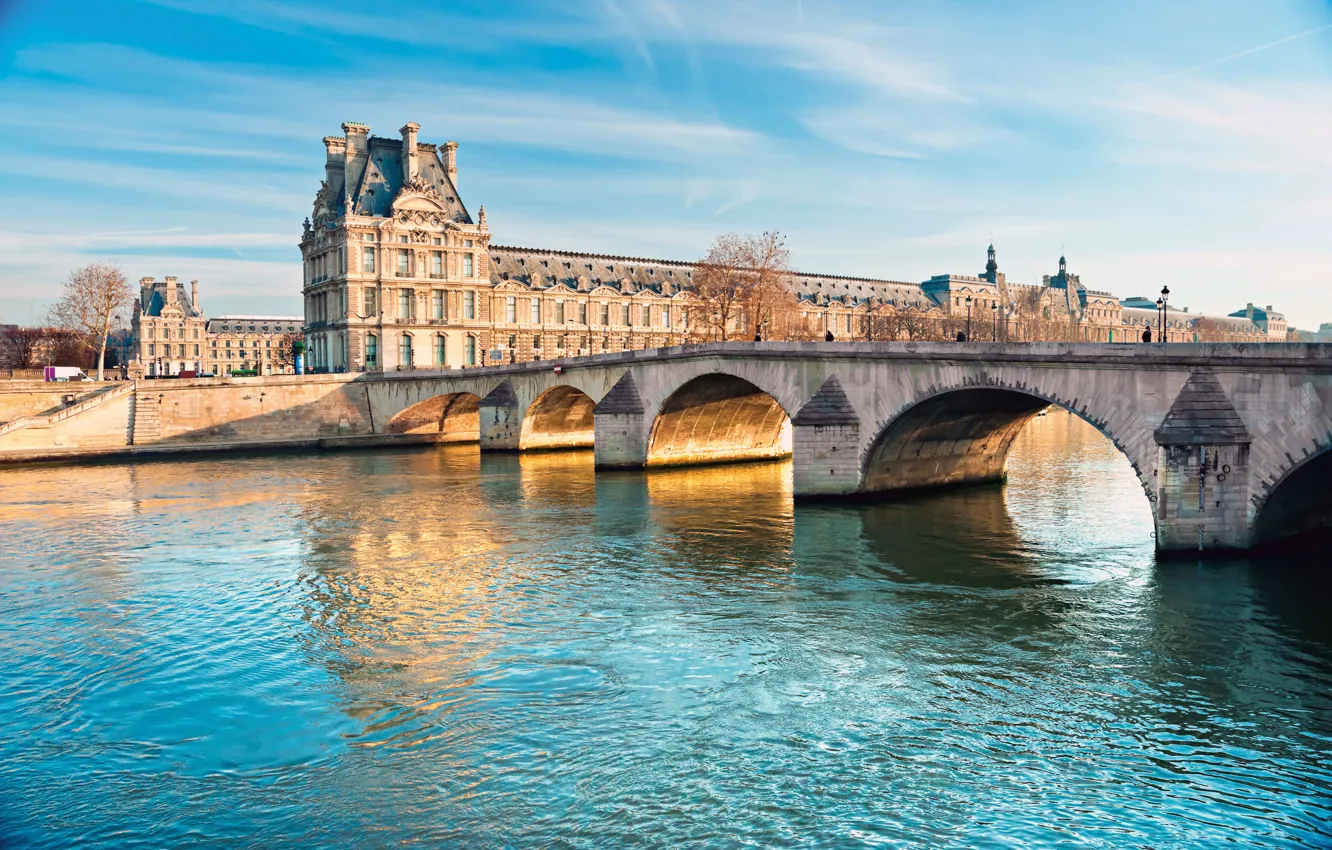 Photo wallpaper bridge, the city, Paris, hay