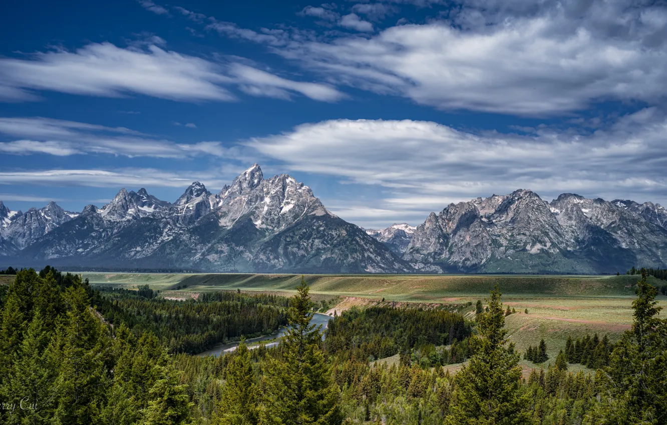 Photo wallpaper the sky, mountains, blue