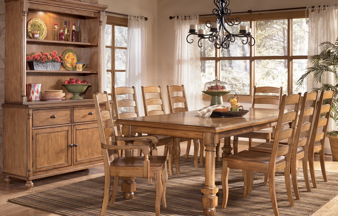 Photo wallpaper design, style, Villa, home, interior, dining room, living room