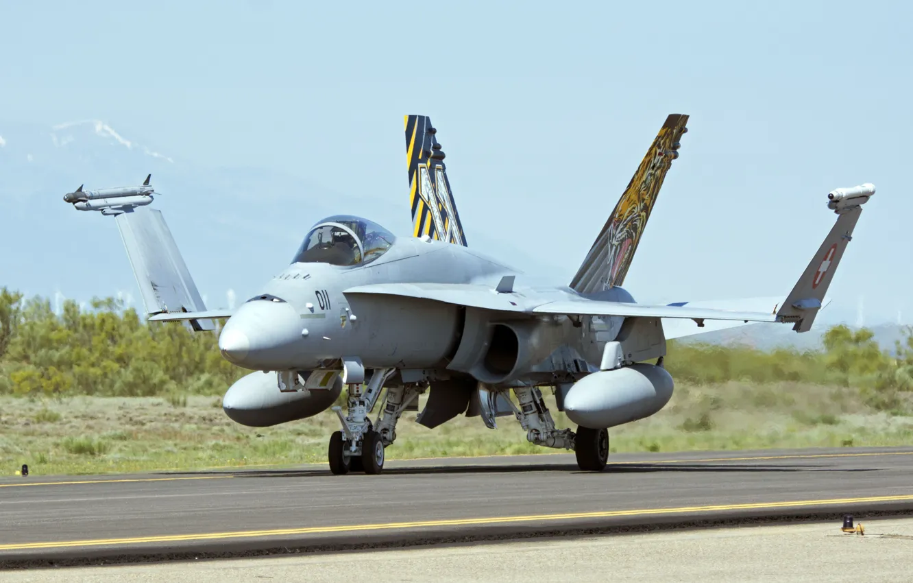 Photo wallpaper strip, fighter, the airfield