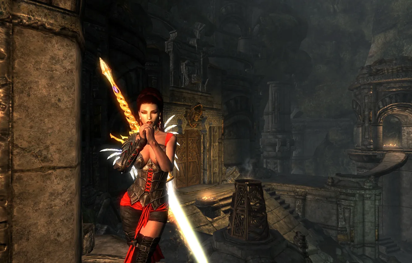 Photo wallpaper girl, Skyrim, Markart