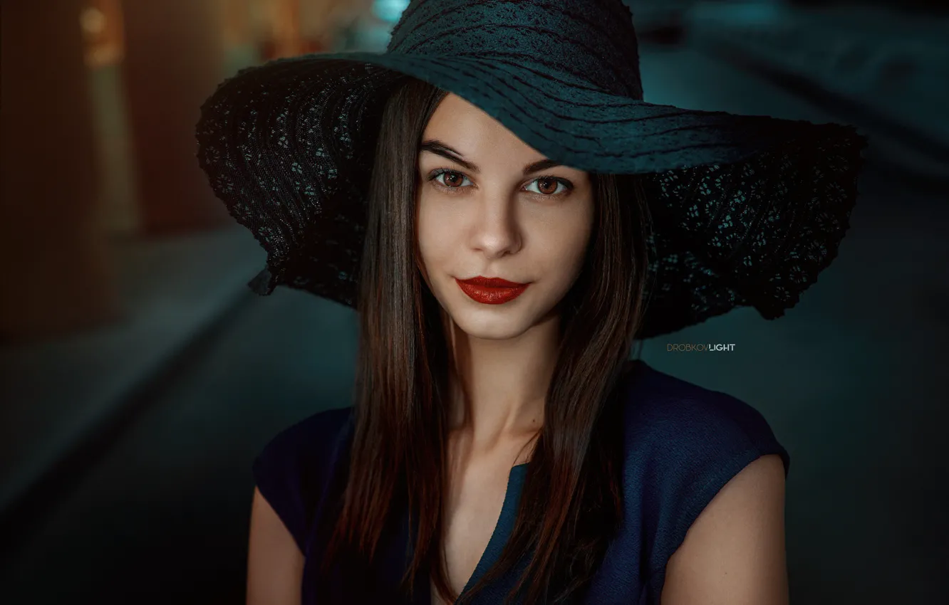 Photo wallpaper look, smile, hair, Girl, hat, Alexander Drobkov-Light, Tatiana Svetlova