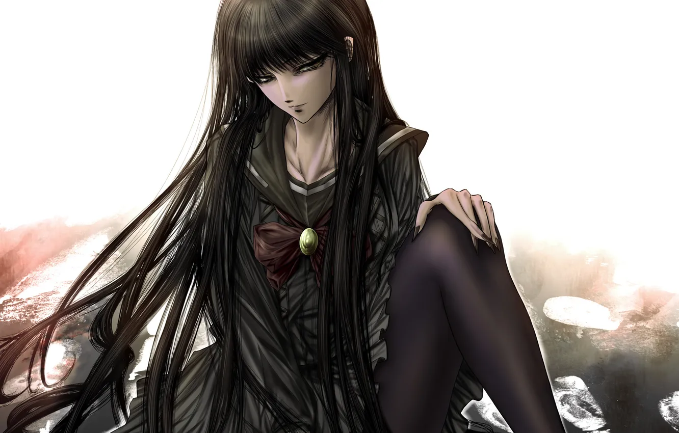 Photo wallpaper girl, hair, art, white background, form, eye, Hagoromo Kitsune, Nurarihyon No Mago