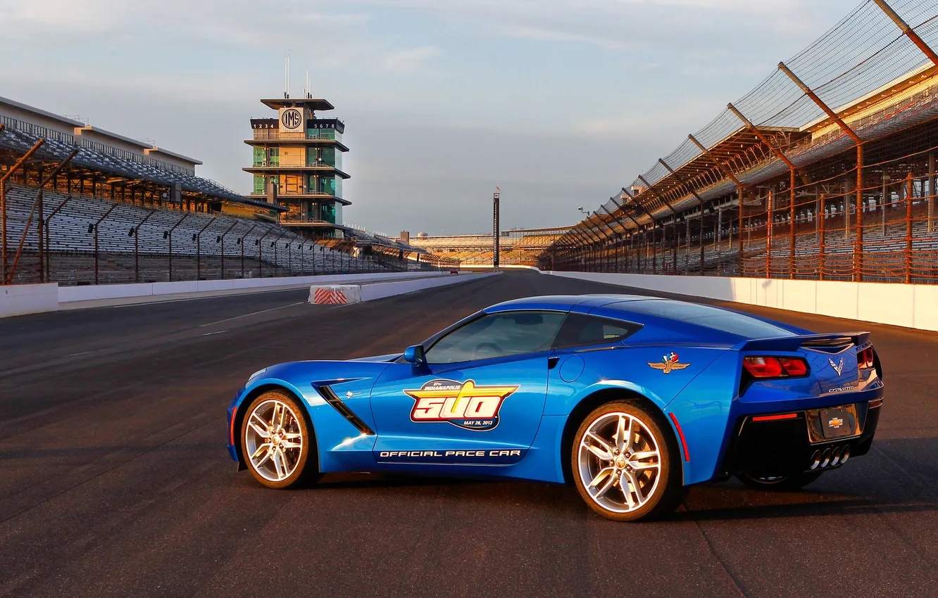 Photo wallpaper car, track, Corvette, Chevrolet, blue, Corvette, track, Stingray