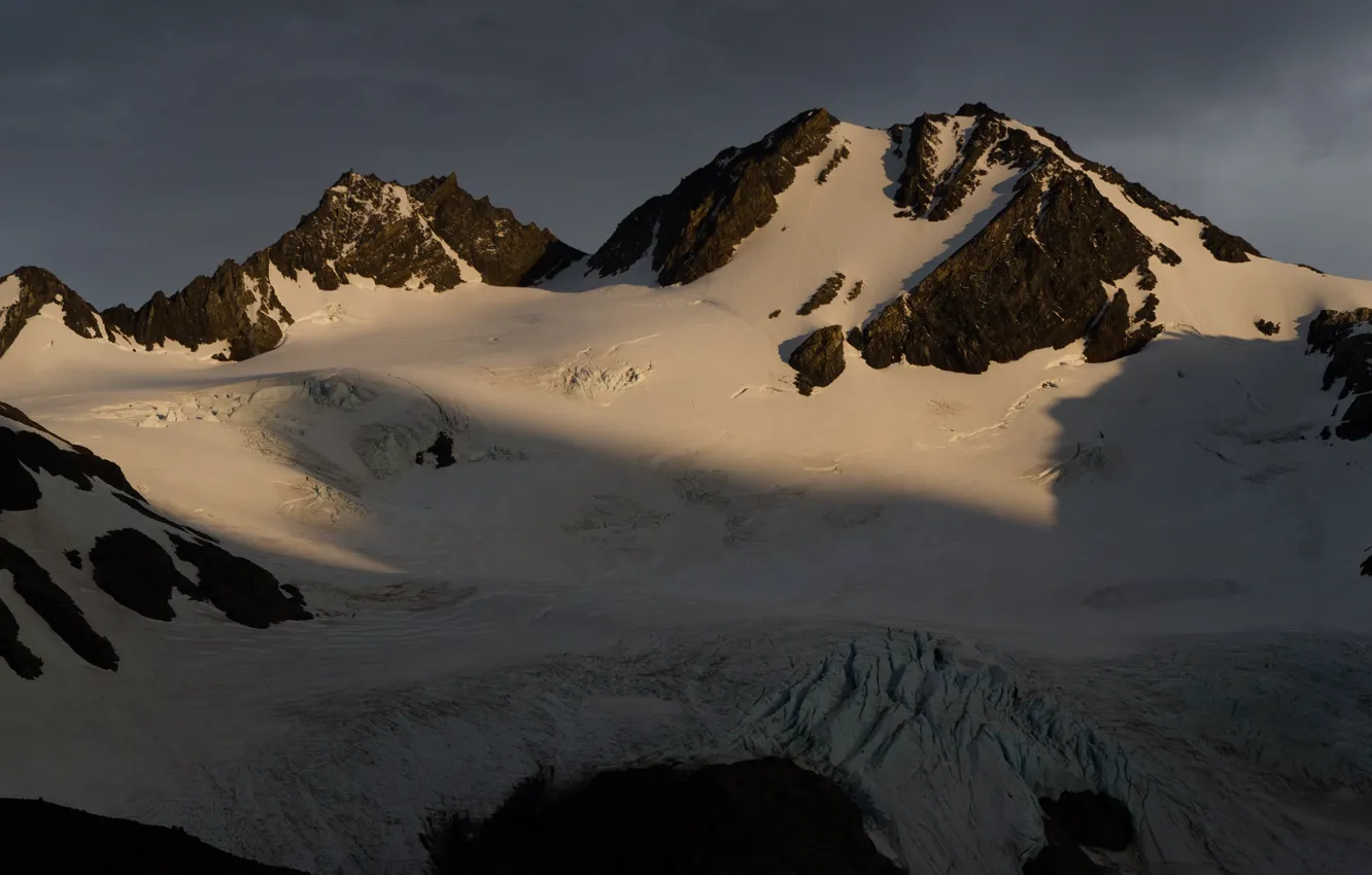 Photo wallpaper winter, the sky, snow, mountains, clouds, nature, rocks, Chile