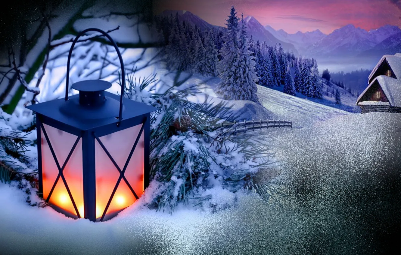 Photo wallpaper holiday, new year, flashlight, winter Christmas