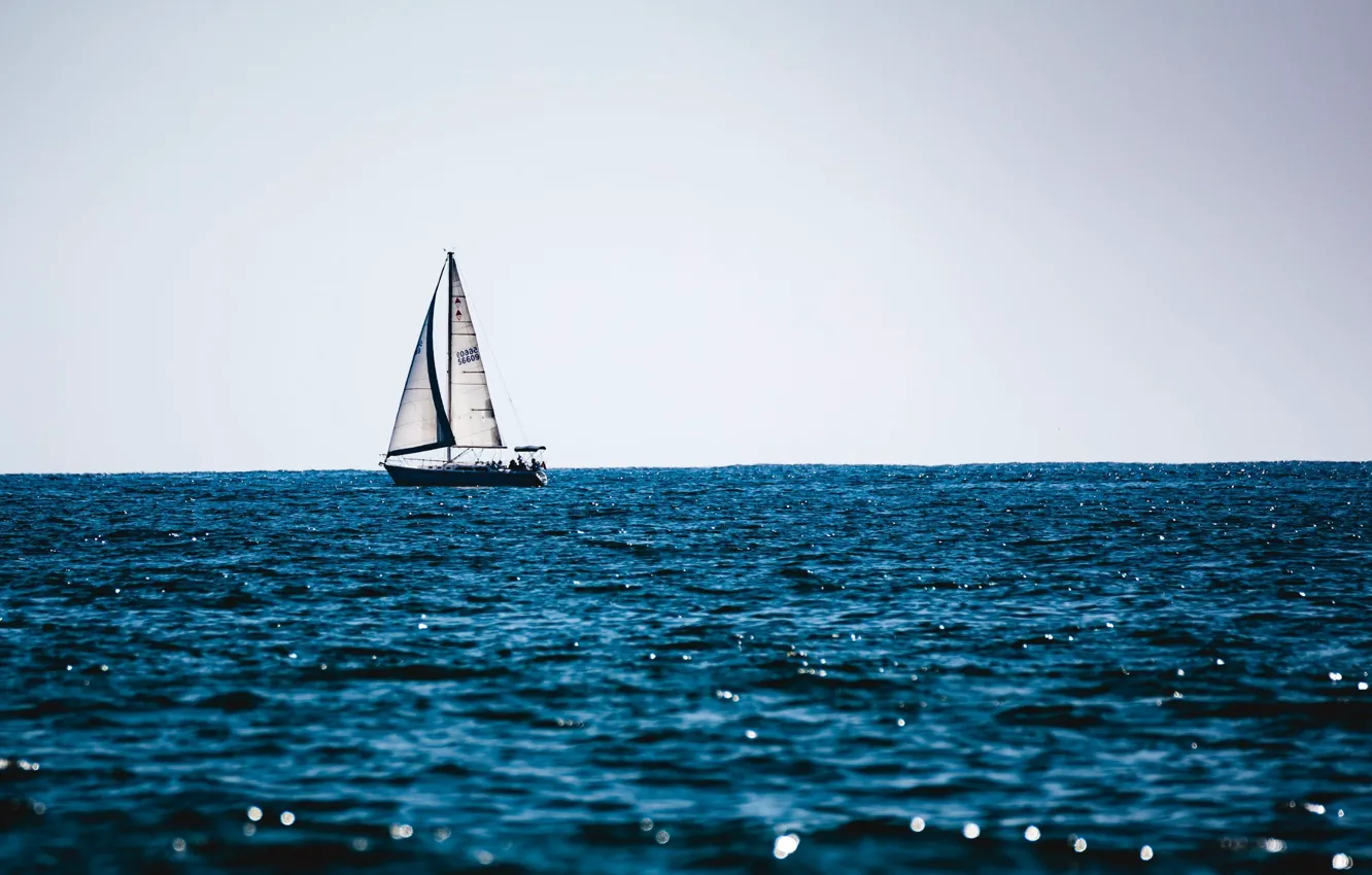 Photo wallpaper the way, the ocean, morning, yacht, horizon, sail