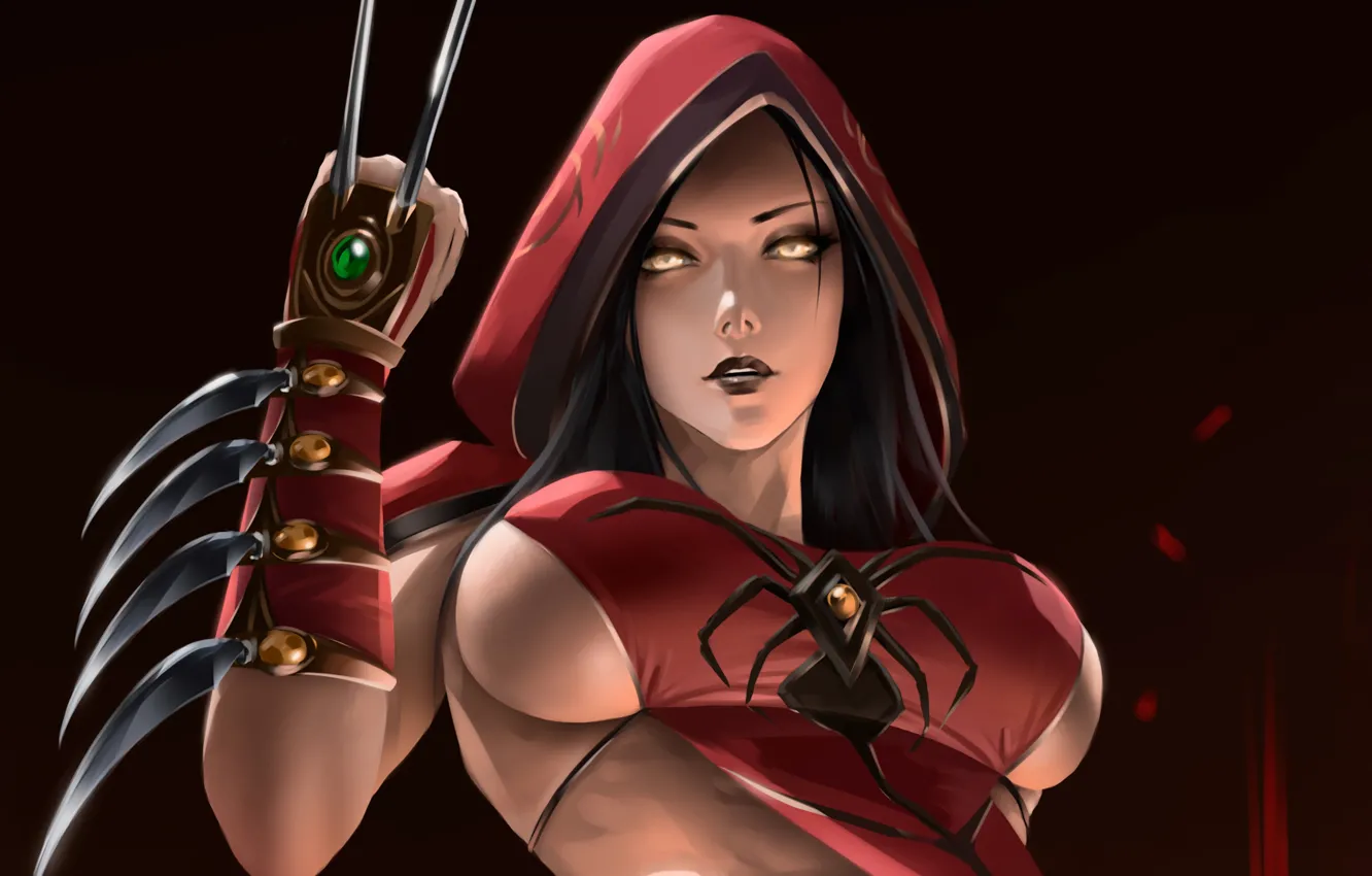 Photo wallpaper girl, sexy, cleavage, blouse, long hair, boobs, anime, beautiful