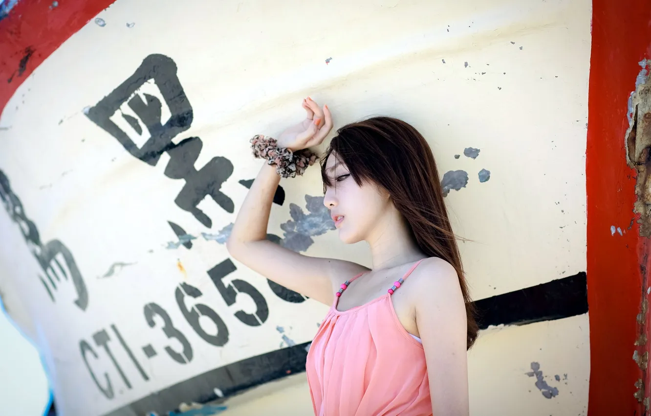 Photo wallpaper girl, background, Asian