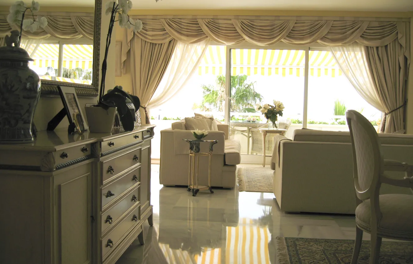 Photo wallpaper design, house, style, interior, balcony, apartment, terrace, living room