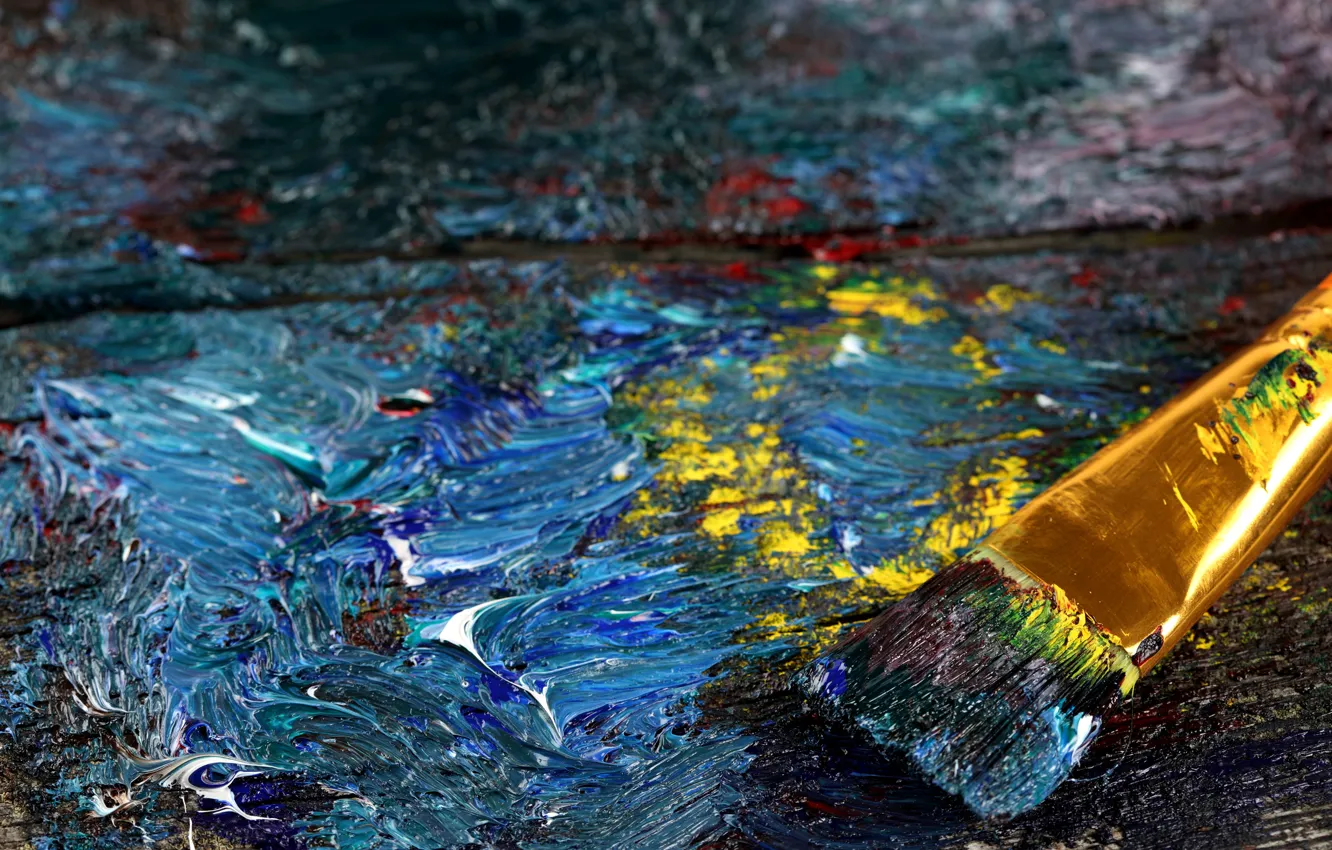 Photo wallpaper background, paint, color, oil, texture, hairs, palette, painting