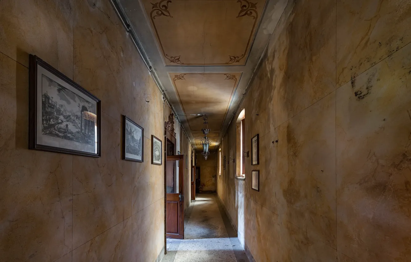 Photo wallpaper background, door, corridor