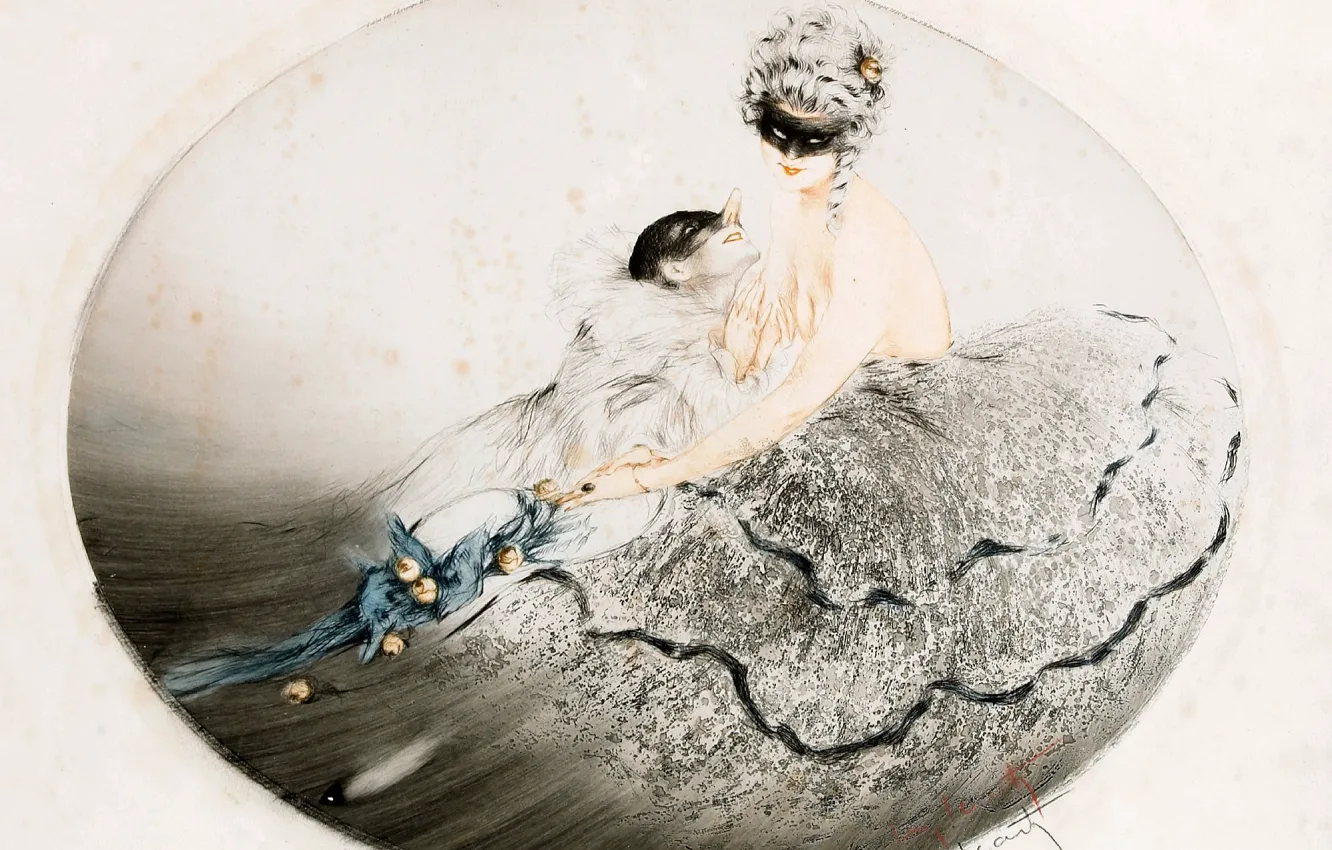 Photo wallpaper carnival, 1920, Louis Icart, art Deco, etching and aquatint