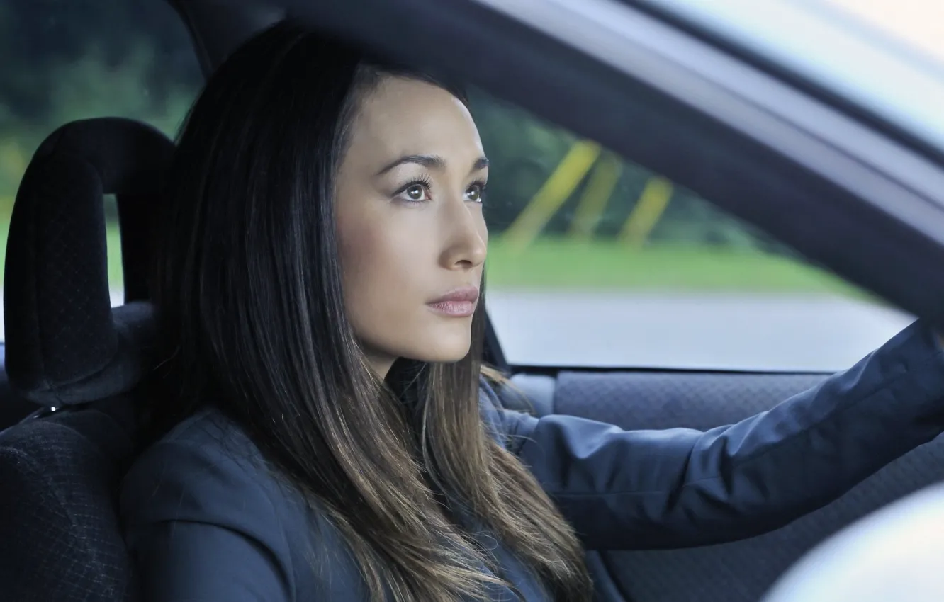 Photo wallpaper car, machine, auto, look, pose, actress, brunette, view