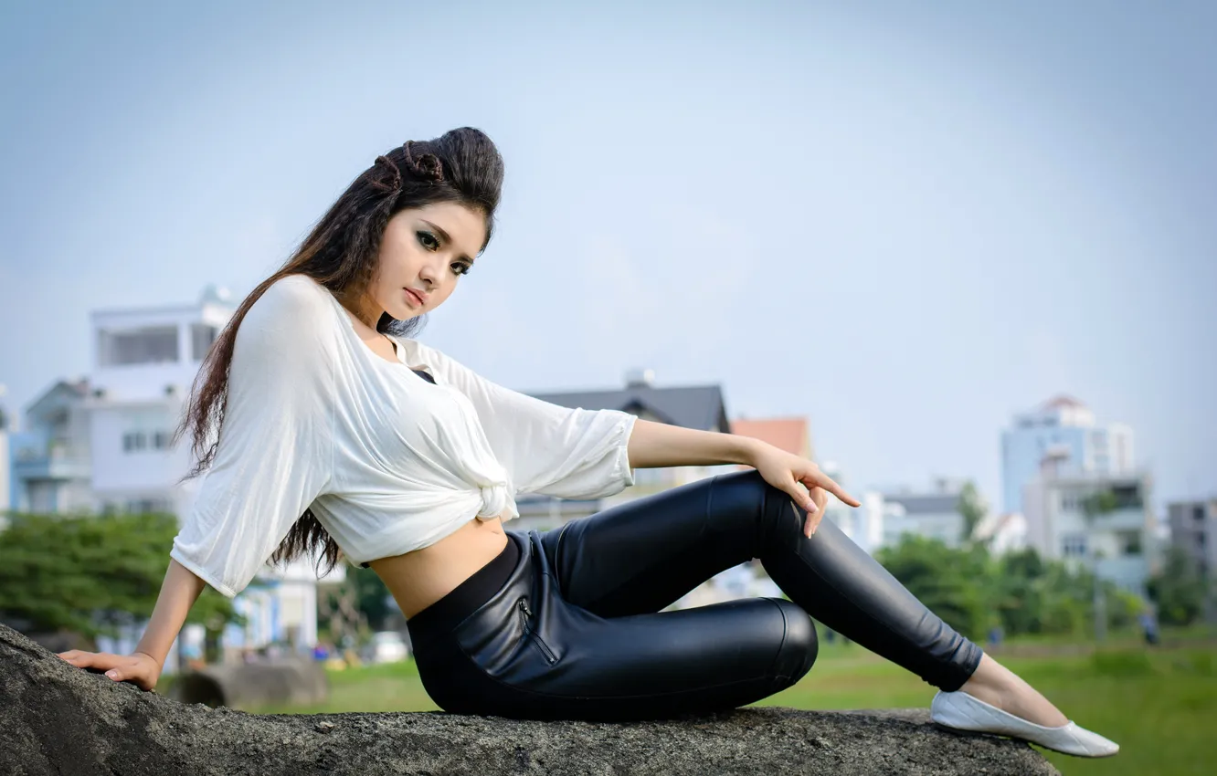 Photo wallpaper look, model, portrait, makeup, figure, brunette, hairstyle, topic