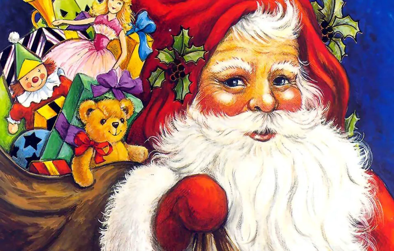 Photo wallpaper new year, Christmas, gifts, Santa Claus