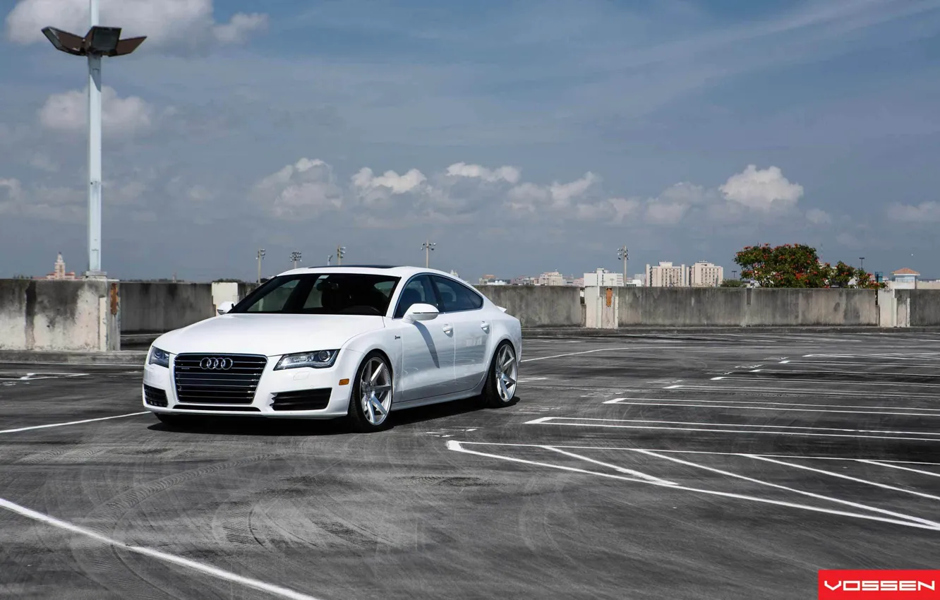 Photo wallpaper Audi, Audi, Machine, Tuning, White, White, Tuning, Vossen