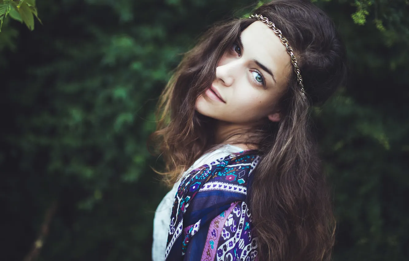 Photo wallpaper look, girl, hair, brunette