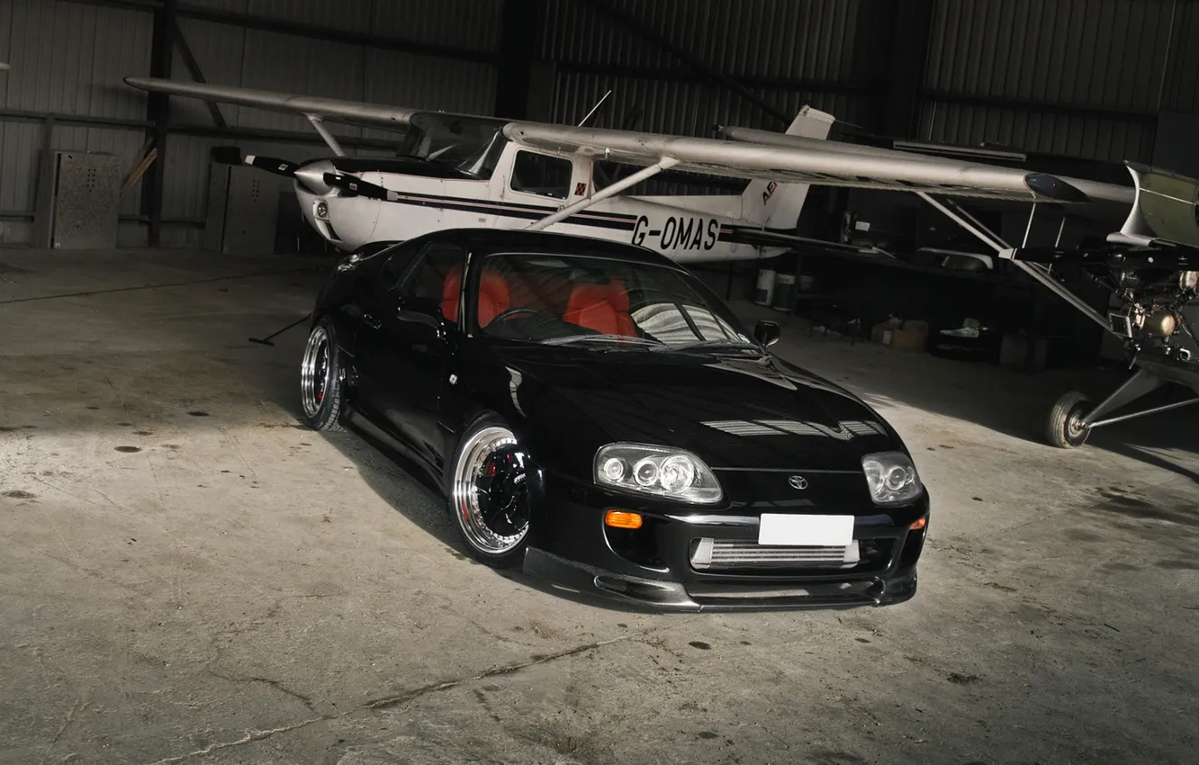 Photo wallpaper car, Wallpaper, tuning, black, supra, drift, car, black