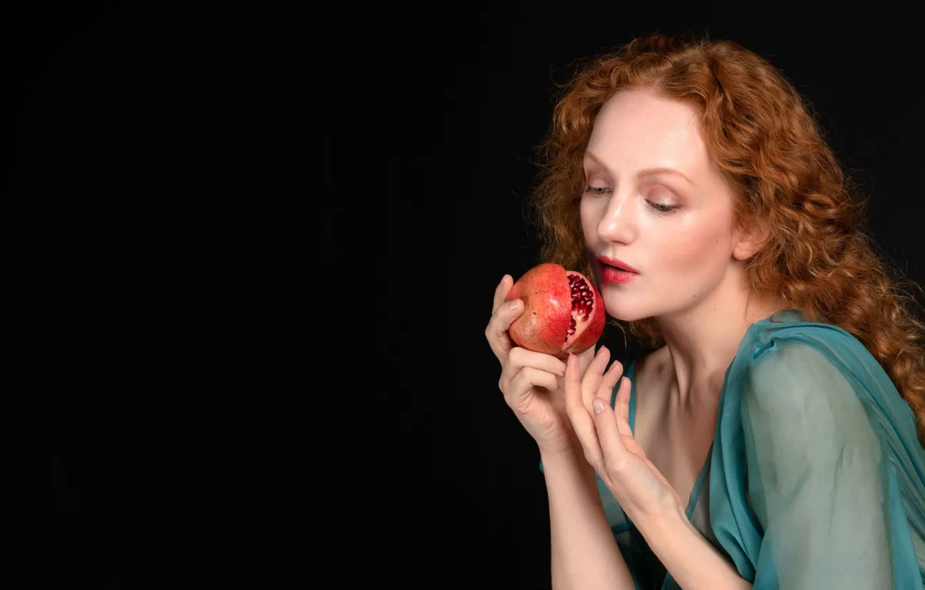 Photo wallpaper girl, portrait, fruit