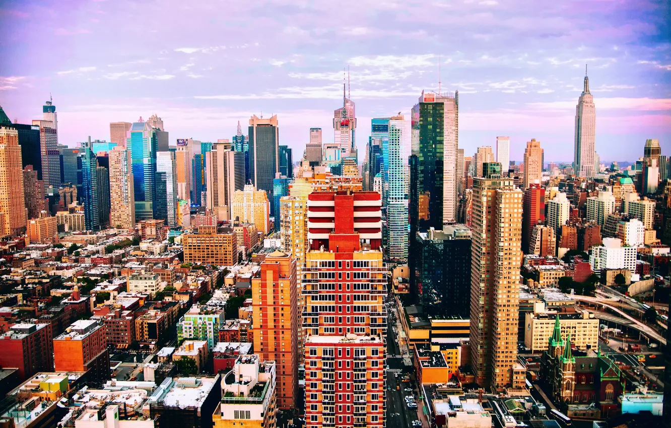 Photo wallpaper the sky, the city, building, home, USA, New York, skyscrapers