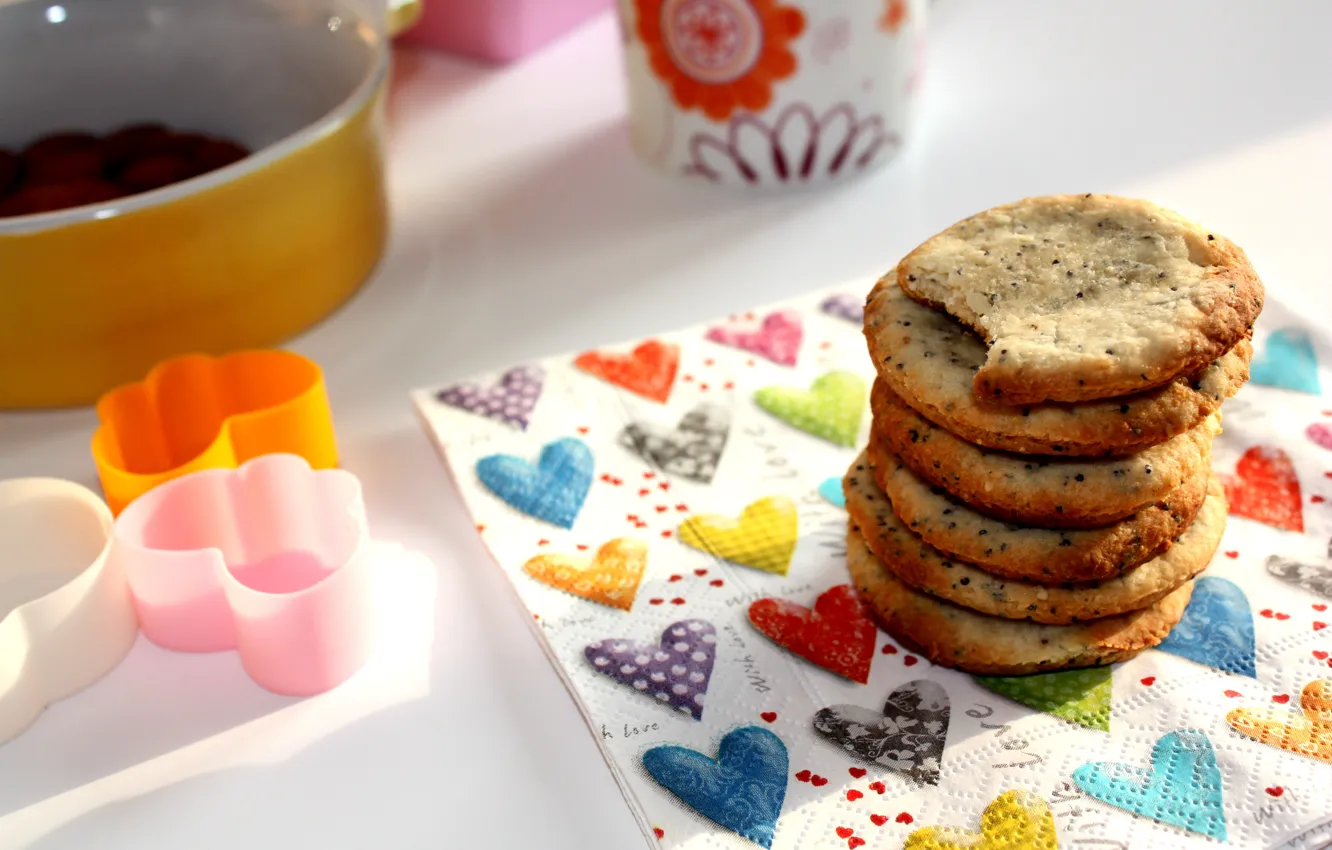 Photo wallpaper Hearts, Cookies, Hearts