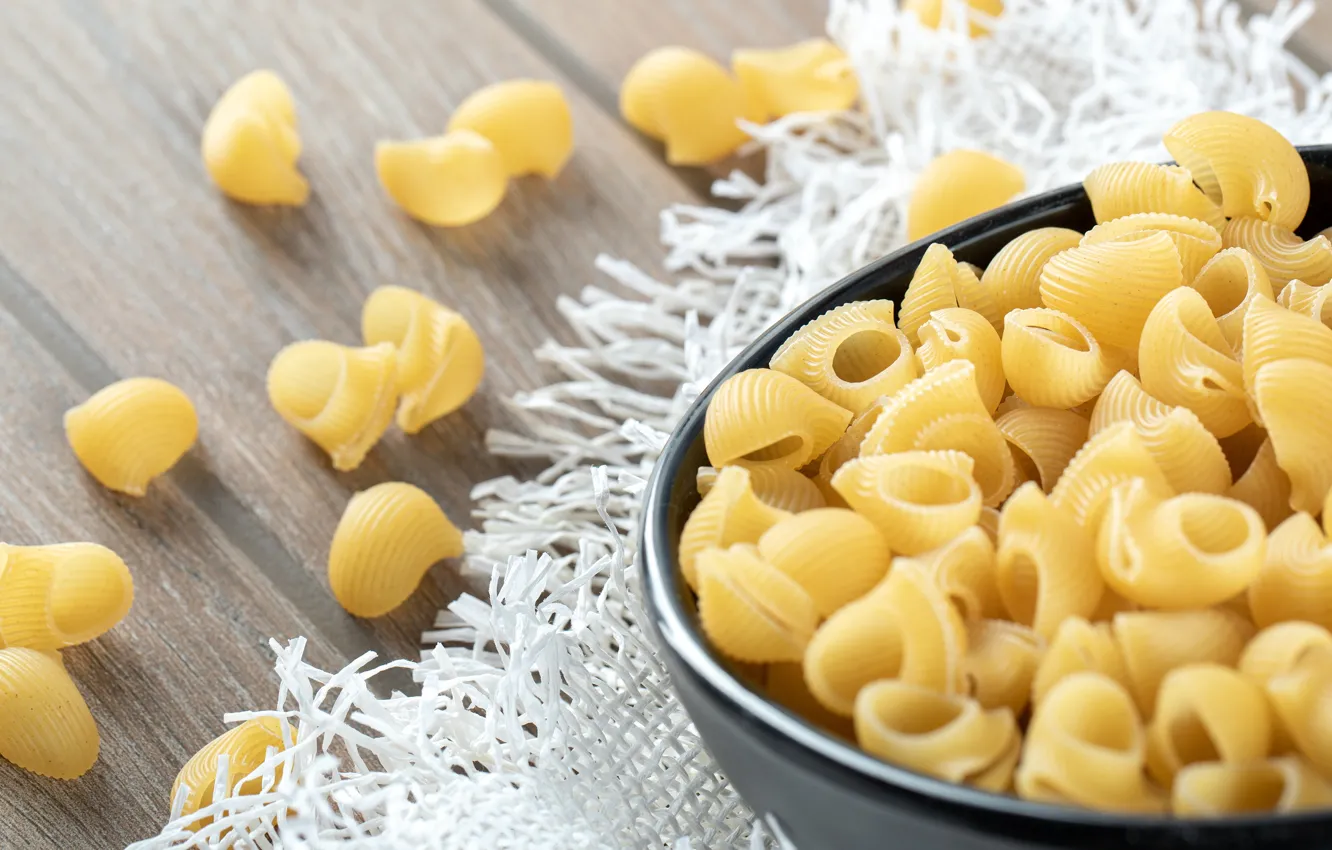 Photo wallpaper table, bowl, placer, horn, pasta