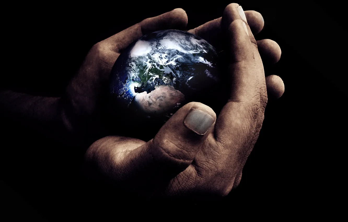 Photo wallpaper earth, the world, planet, hands