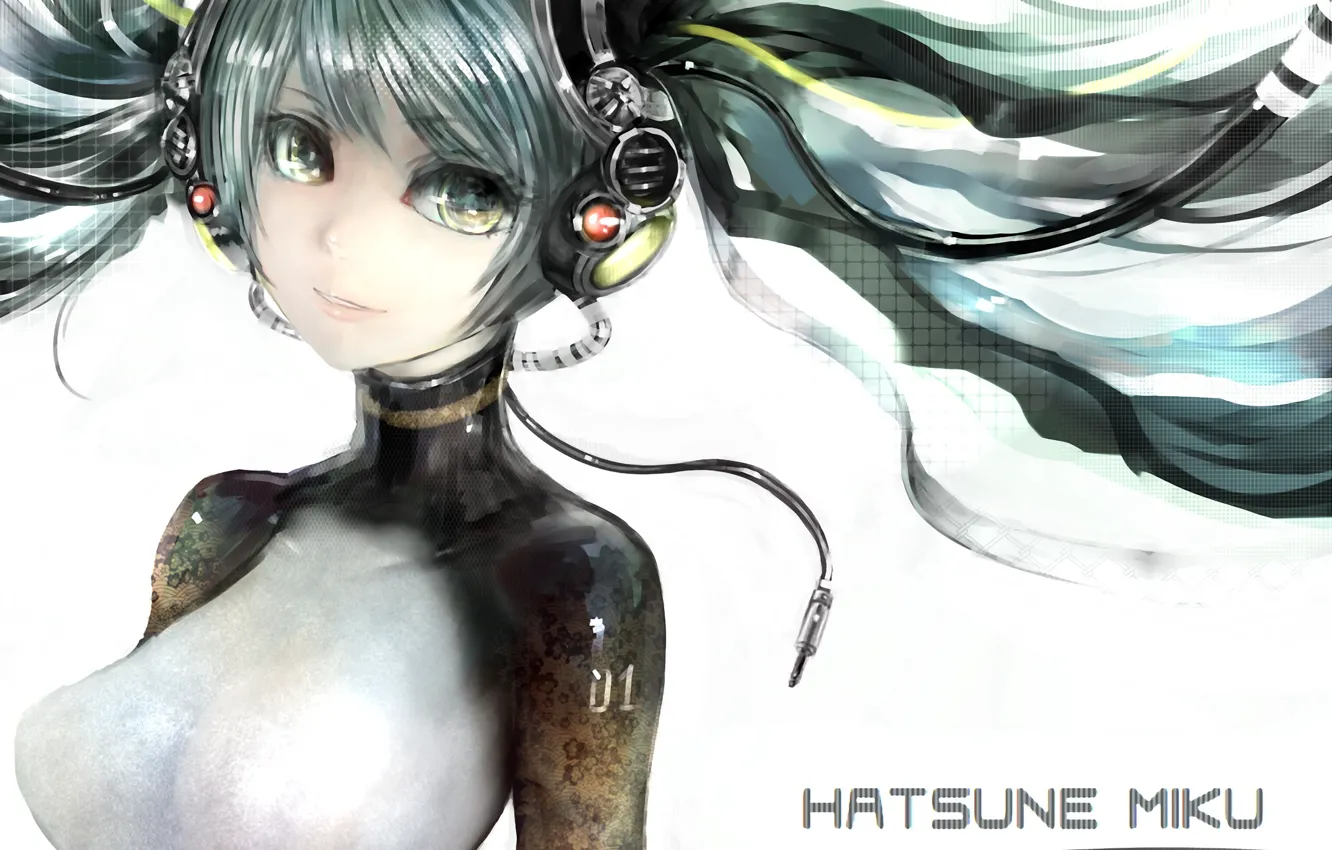 Photo wallpaper girl, anime, vocaloid, hatsune miku, painting, art, Akubi, Akubi(fyfy)